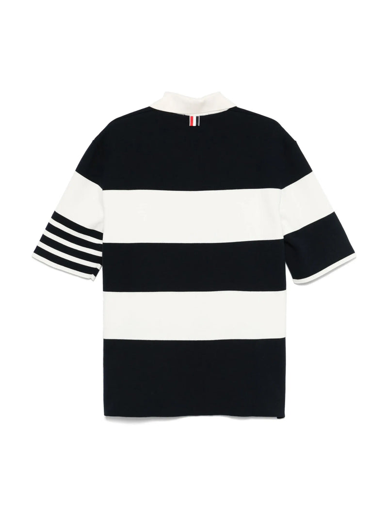 THOM BROWNE - Men Rugby Stripe Milano Stitch SS Polo In Lightweight Cotton W/4 Bar Stripe