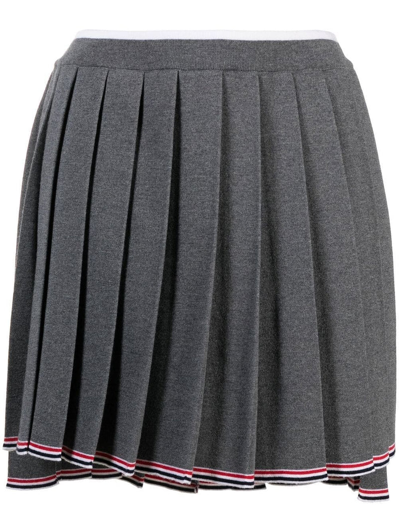 THOM BROWNE Women Full Needle Pleated Mini Skirt In Merino Wool W