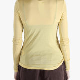 Yellow t-shirt worn by a person, showing the shirt's fit