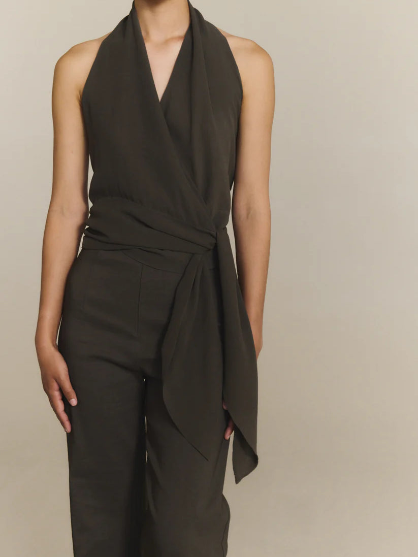 Grey top worn by a person, showing the top's fit