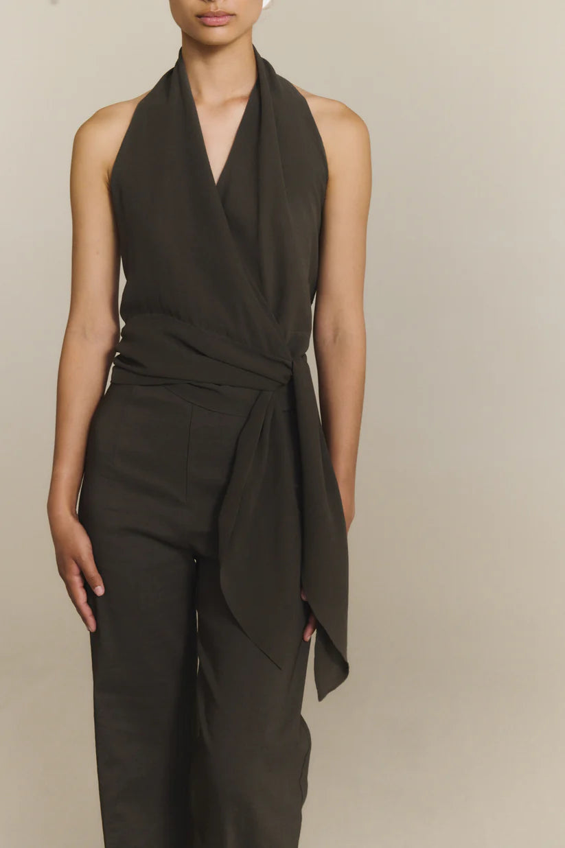 Grey top worn by a person, showing the top's fit