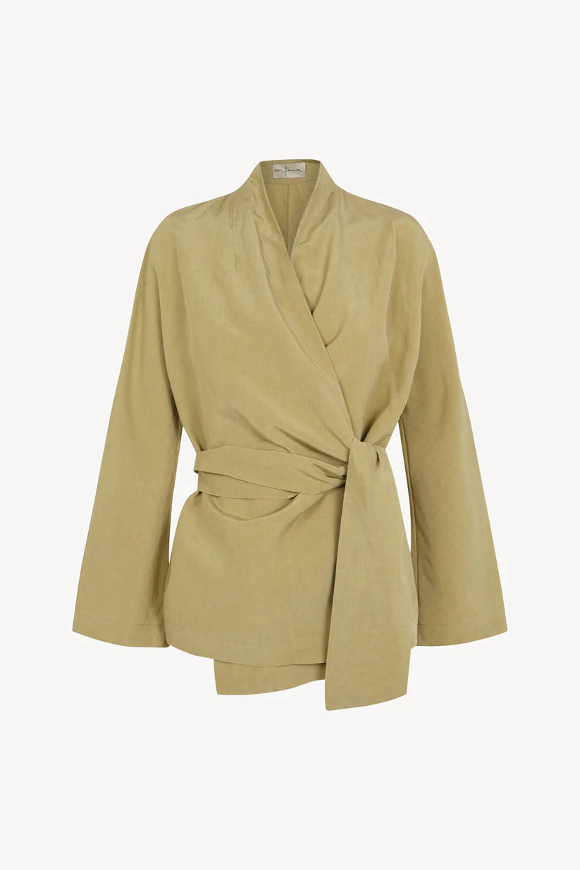 Tan jacket, front view
