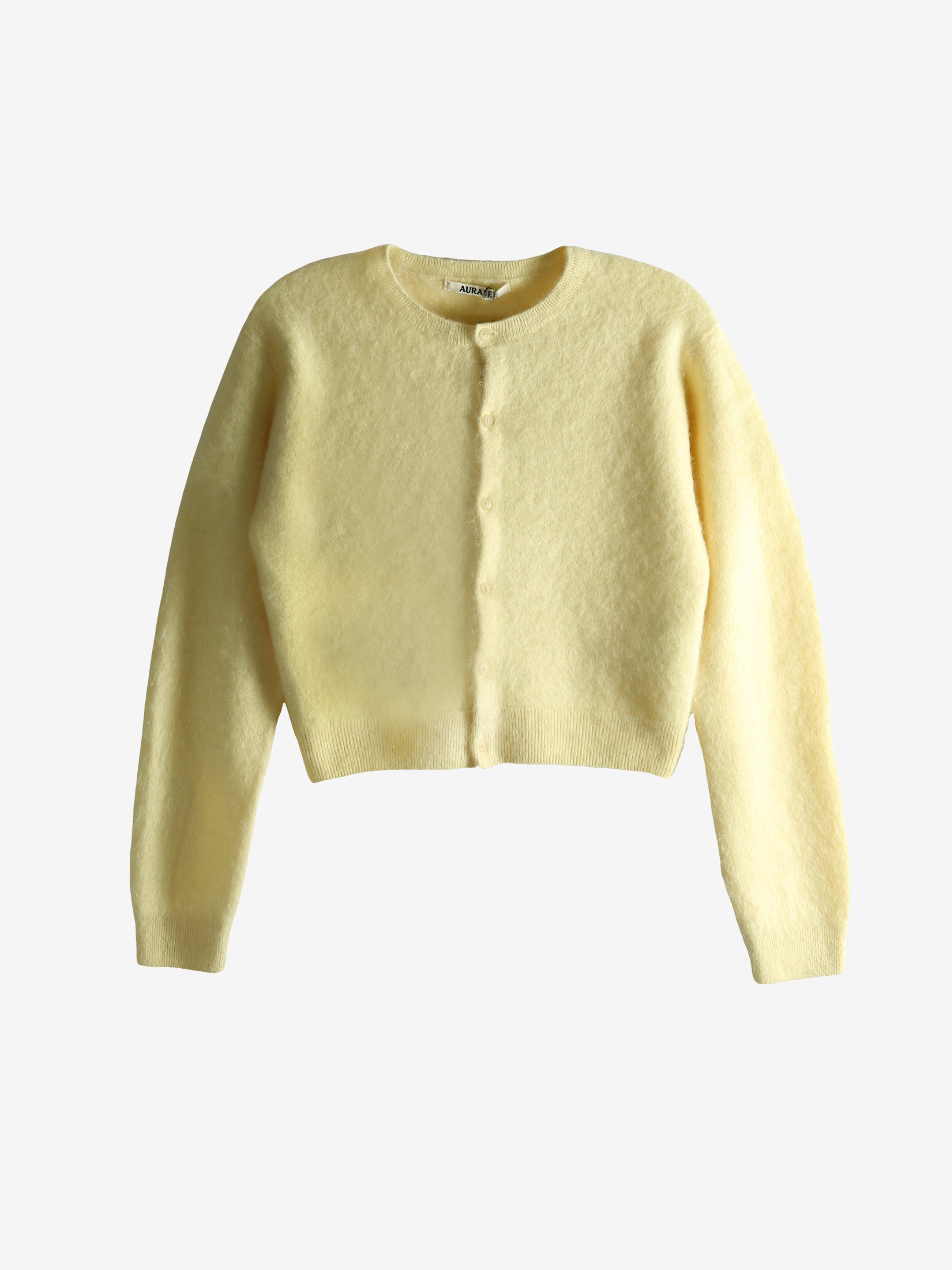 AURALEE - Women Garment Dyed Baby Alpaca Fur Knit Crew Neck