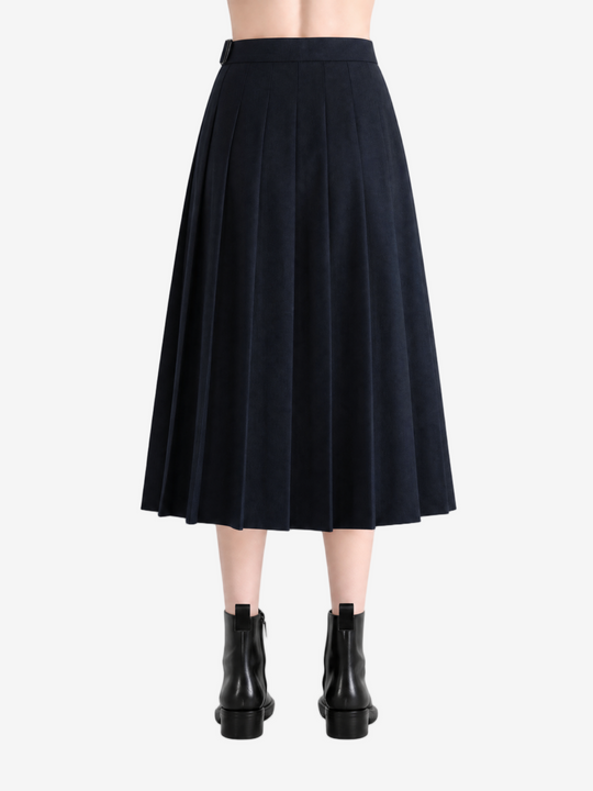Navy skirts worn a person,showing the skirts fit