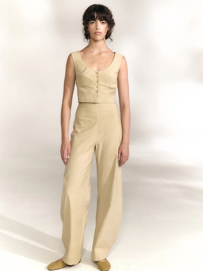 Tan pants, full body view
