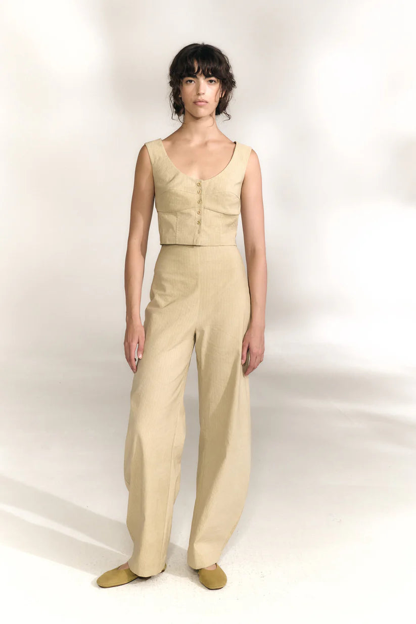 Tan pants, full body view