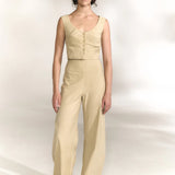 Tan pants, full body view