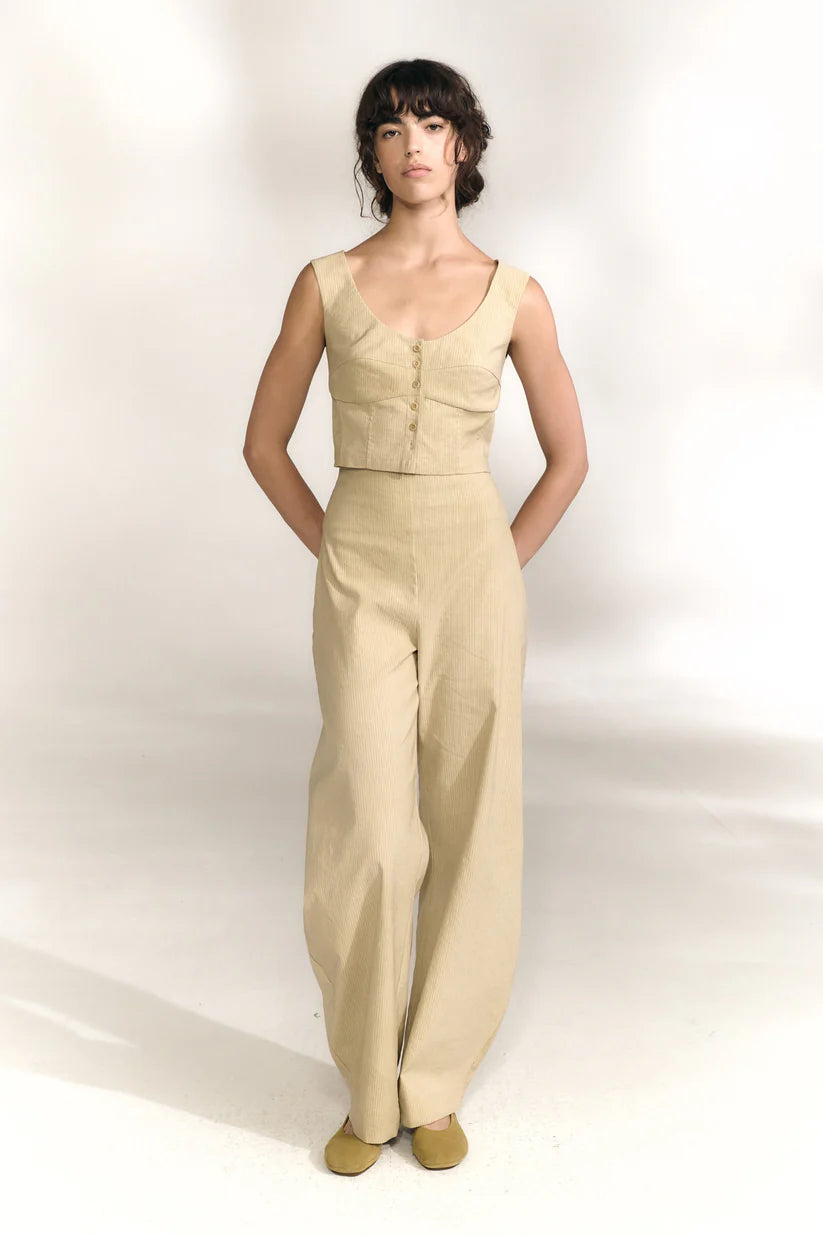 Tan pants, full body view