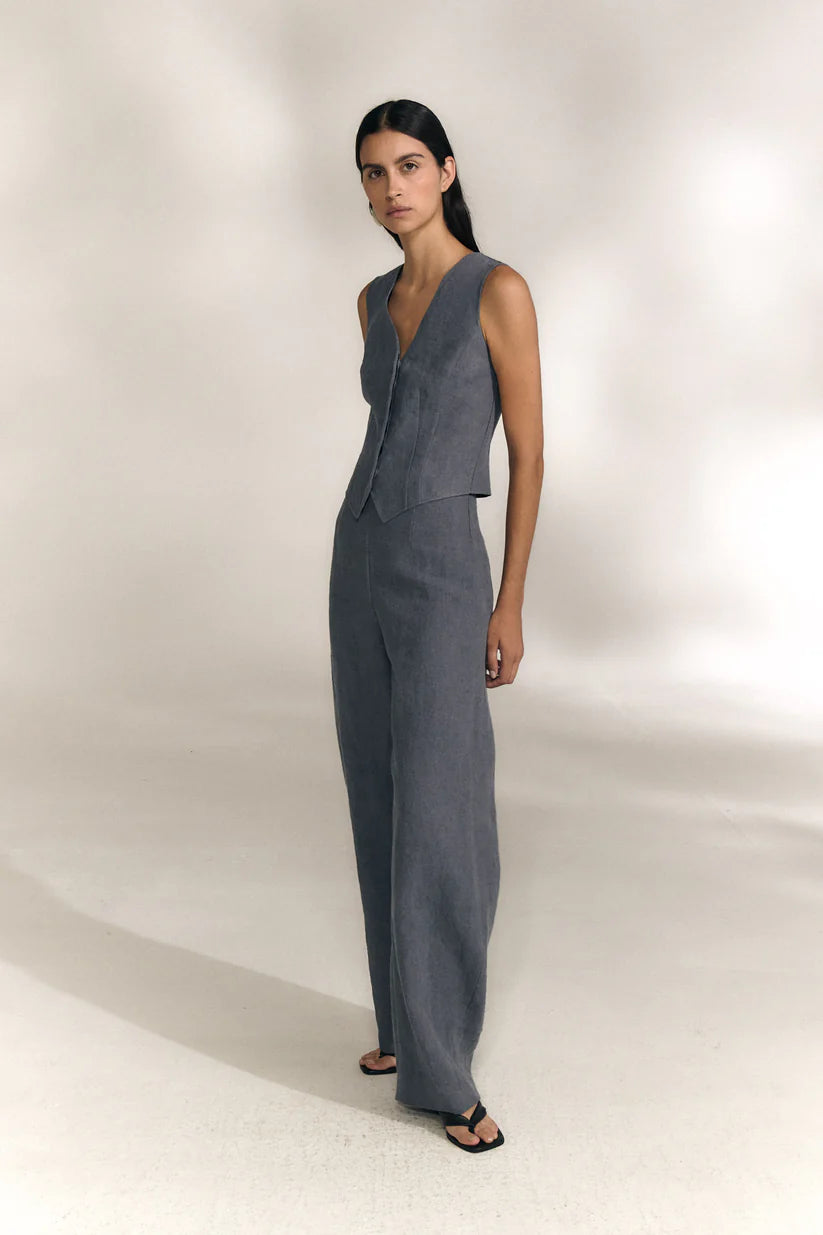 Blue pants, full body view
