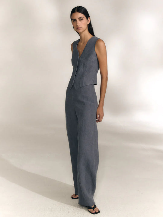 Blue pants, full body view