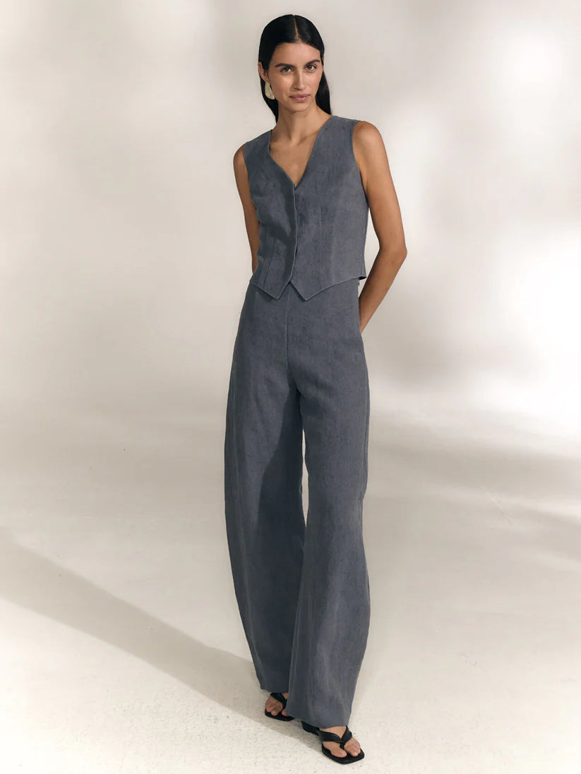 Blue pants, full body view