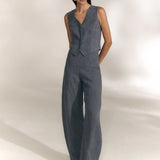 Blue pants, full body view
