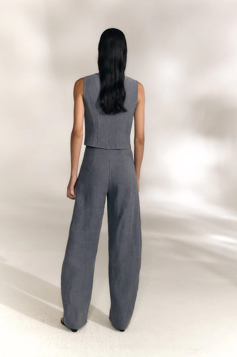 Blue pants, full body view