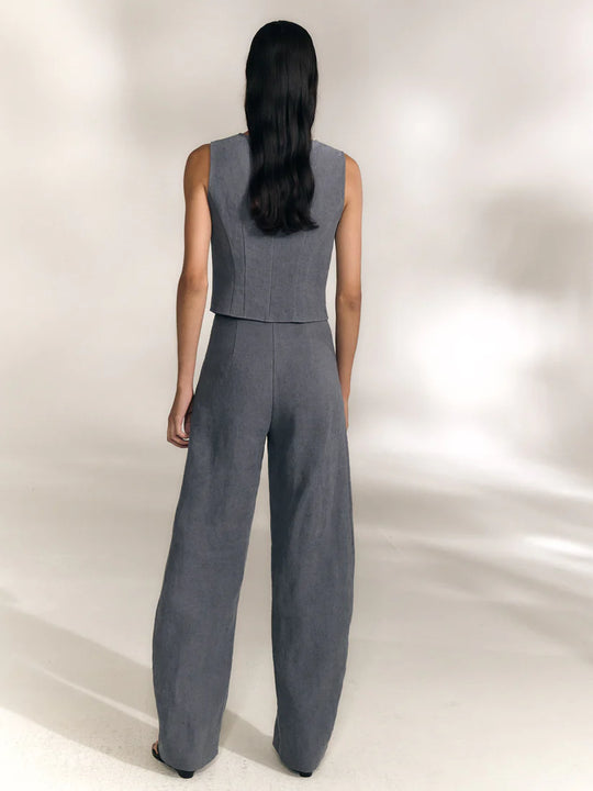 Blue pants, full body view