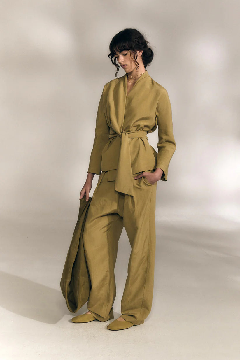 Brown pants, full body view