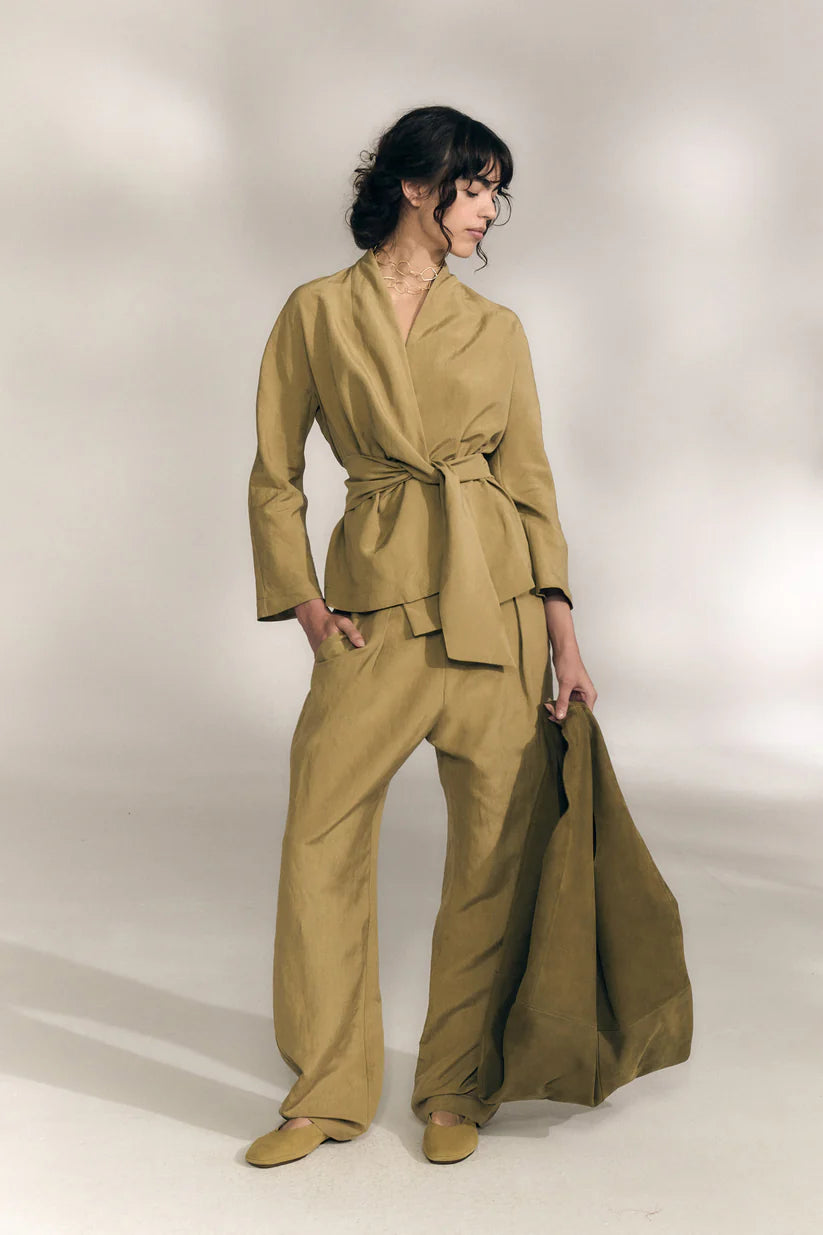 Brown pants, full body view