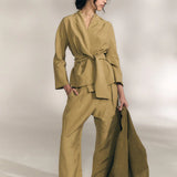 Brown pants, full body view