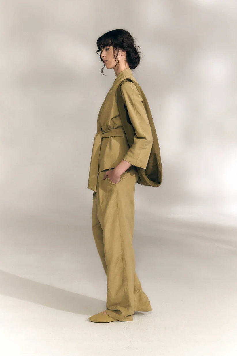 Brown pants, full body view