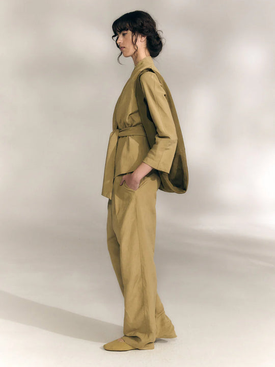 Brown pants, full body view
