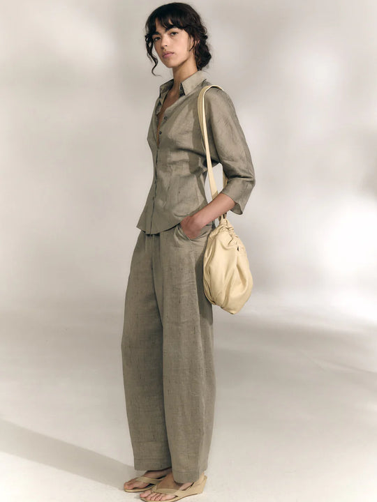 Grey pants, full body view