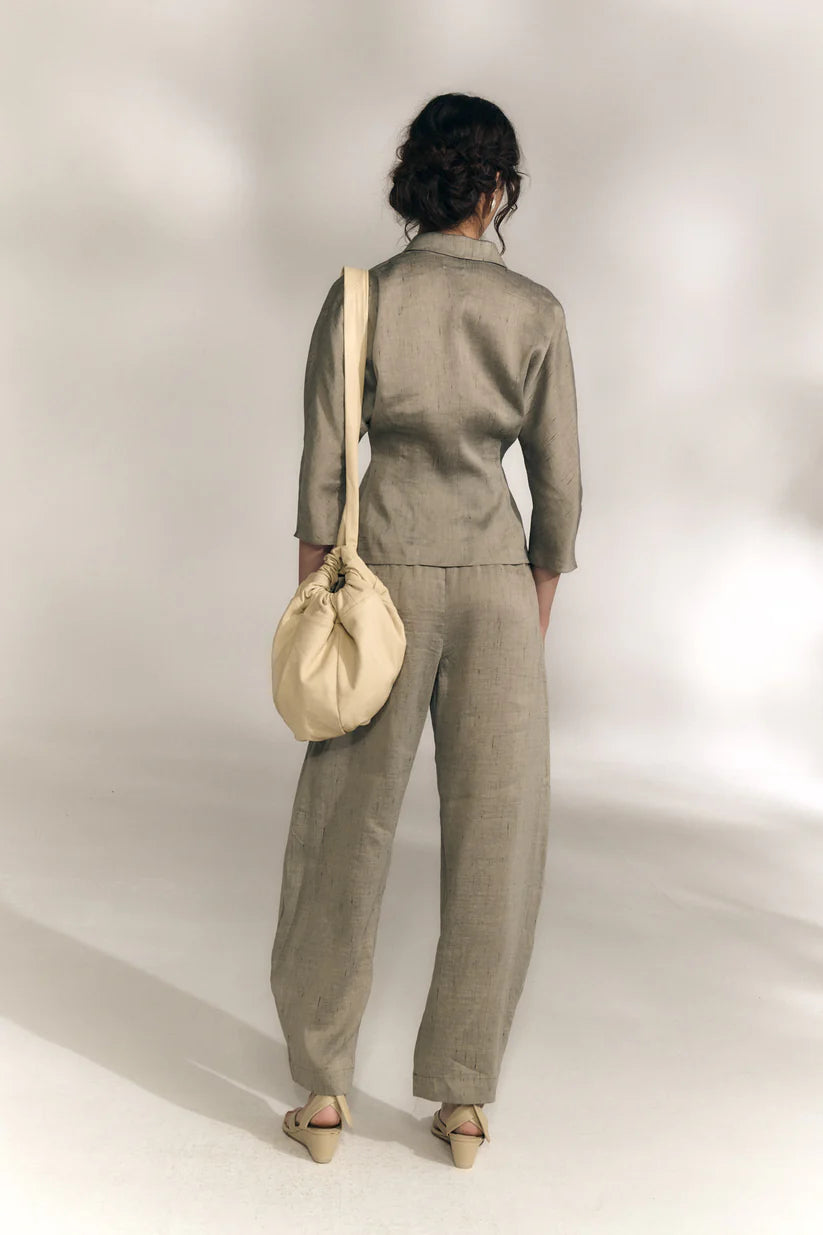 Grey pants, full body view