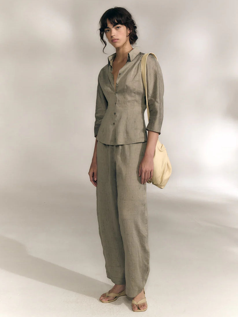 Grey pants, full body view