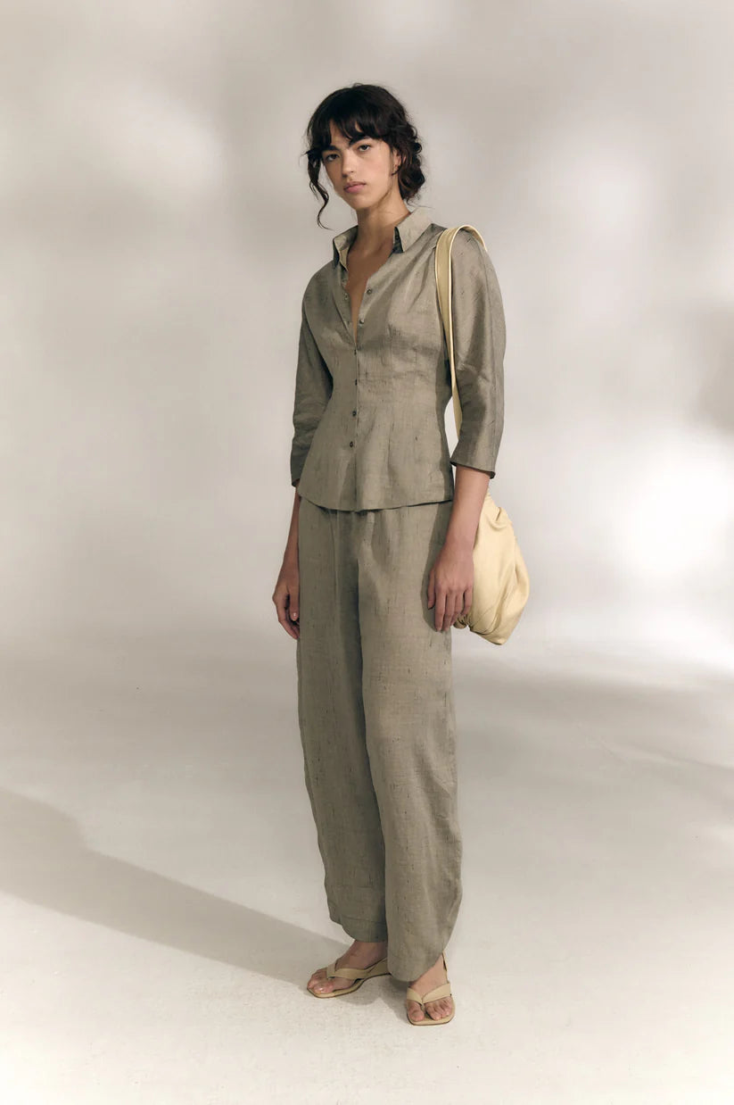 Grey pants, full body view