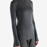 Grey shirts worn by a person, showing the shirts fit