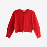 Red cardigan, front view