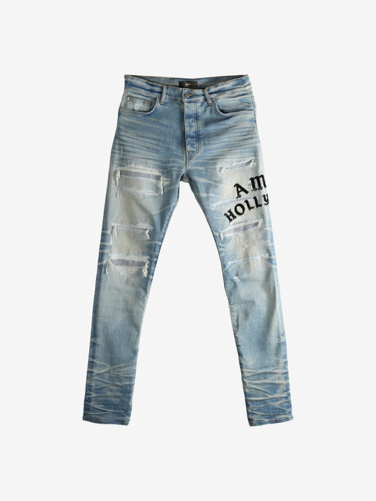 Blue pants, front view