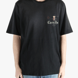 Black t-shirts worn by a person, showing the shirt's fit