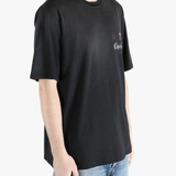 Black t-shirts worn by a person, showing the shirt's fit