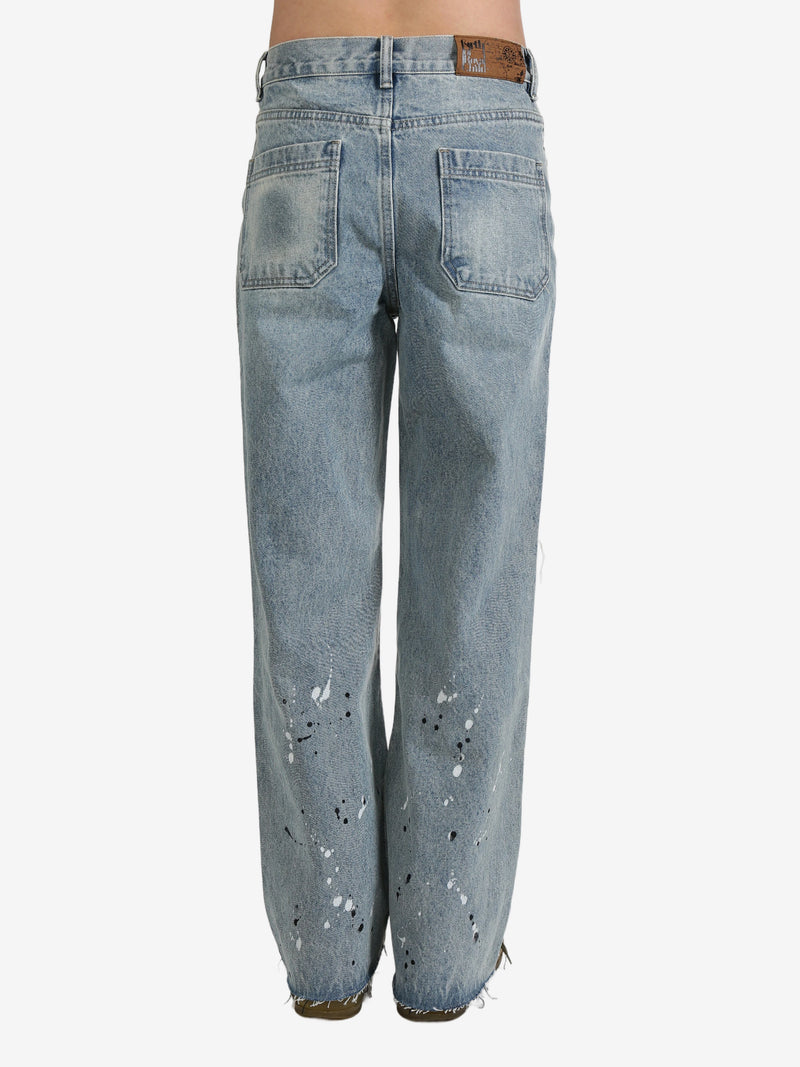 BIRTH OF ROYAL CHILD - Unisex Printed Cross Chains Washed Denim