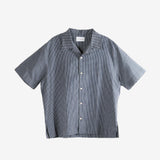 Blue checkered shirt,front view
