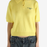 Yellow shirt worn by a person, showing the shirt's fit