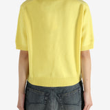 Yellow shirt worn by a person, showing the shirt's fit