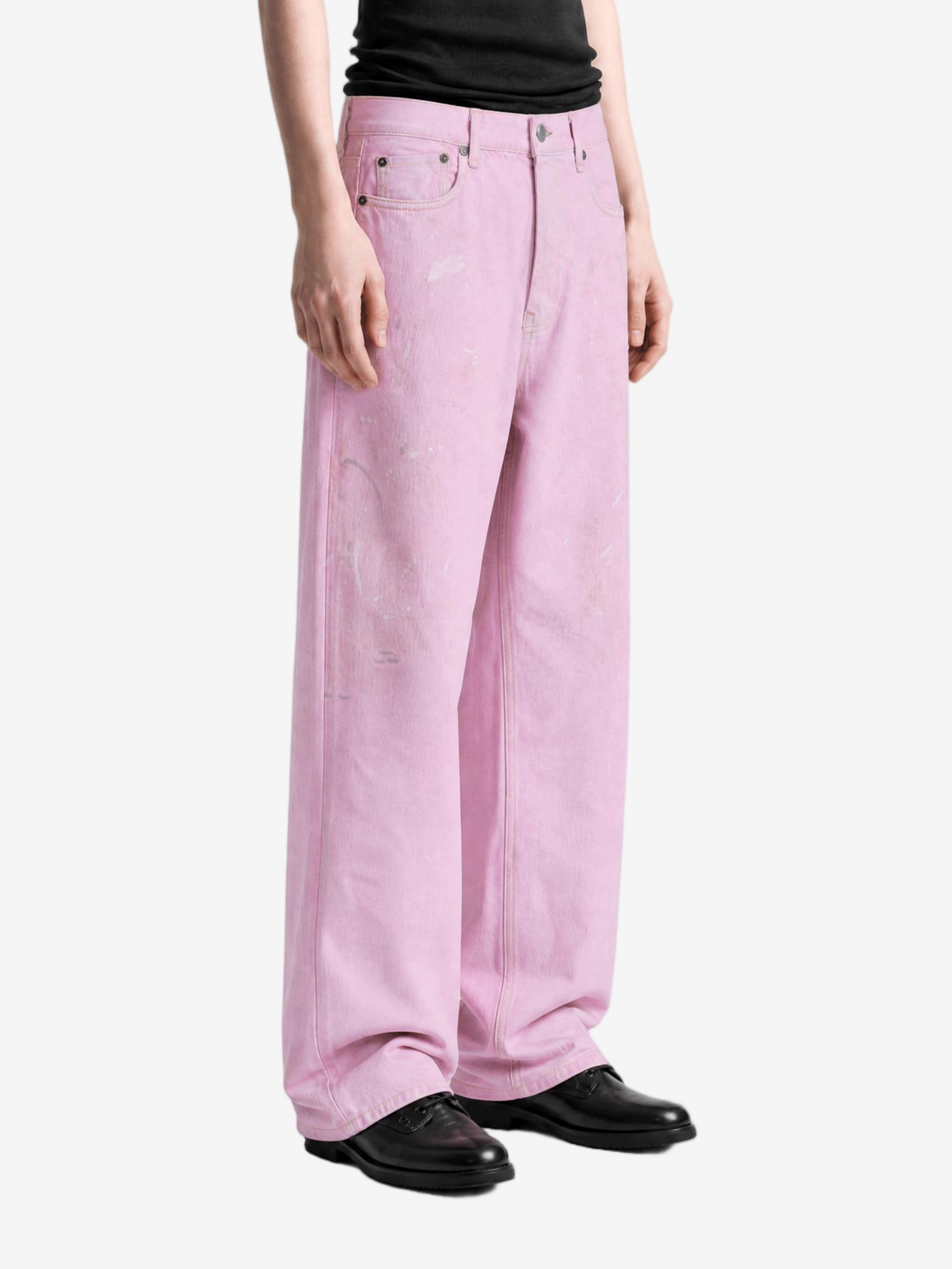 Pink jeans, full body view