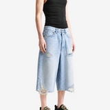 Blue shorts, full body view