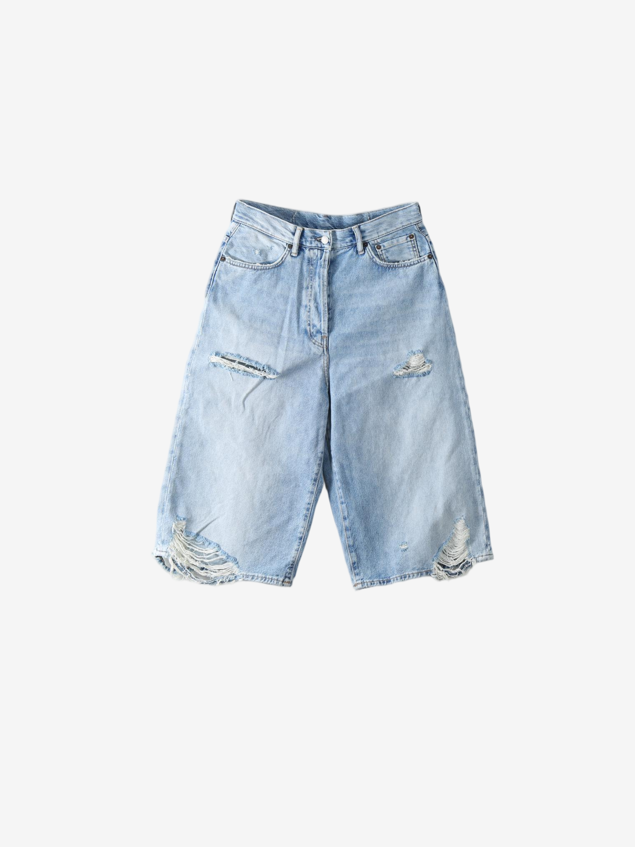 Blue shorts, front view
