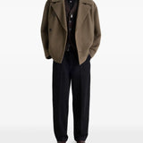 Brwon jacket,full body view