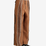Brown pants worn by a person, showing the pants fit