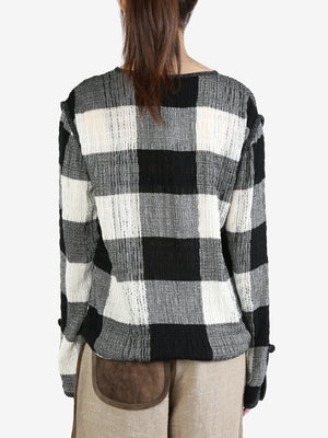 COMMUNS Unisex Patterned Plaid Knitted Sweater