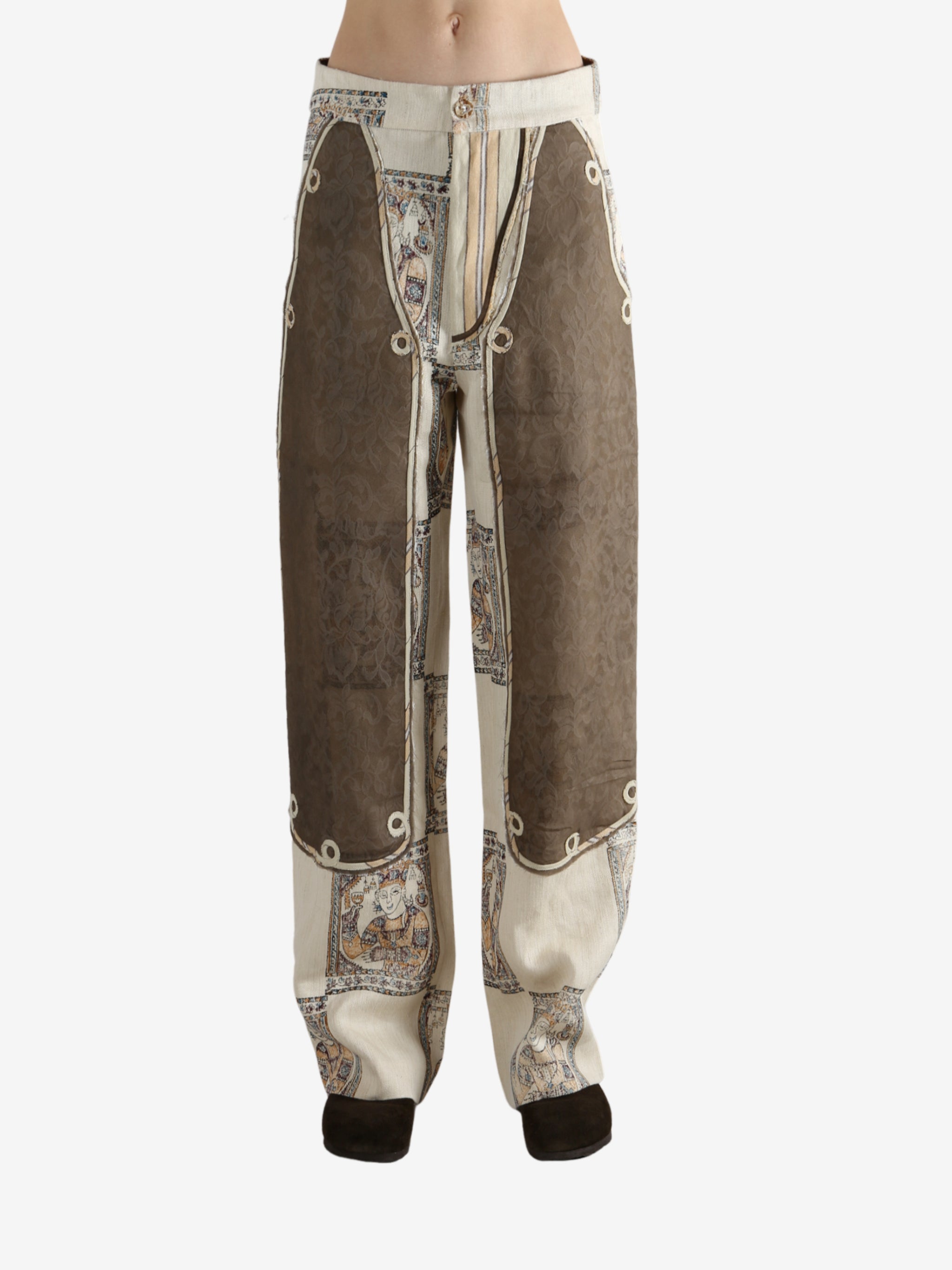 Grey pants, worn by a person, showing the pants's fit