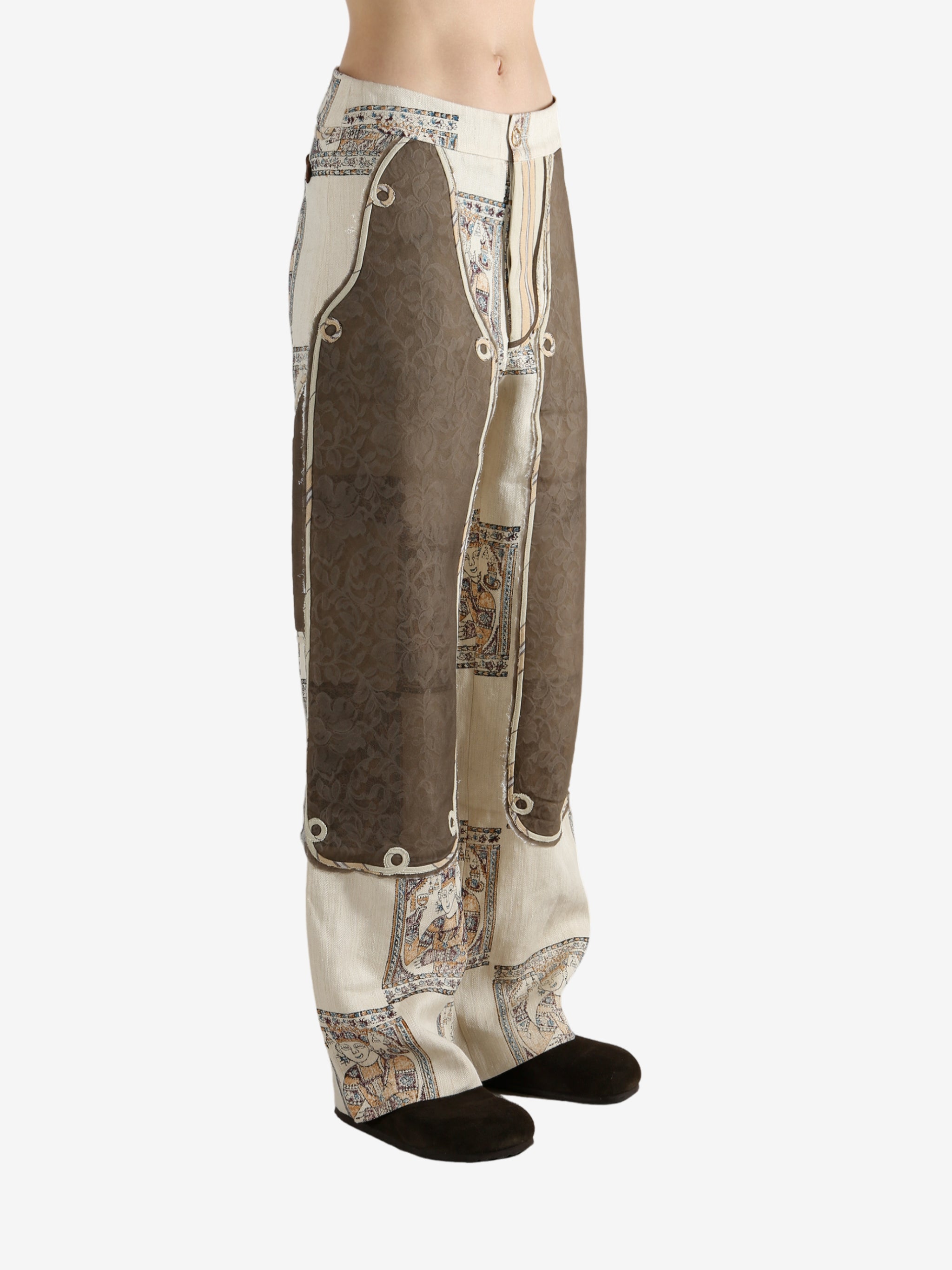 Grey pants, worn by a person, showing the pants's fit