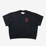 Black crew sweats, front view