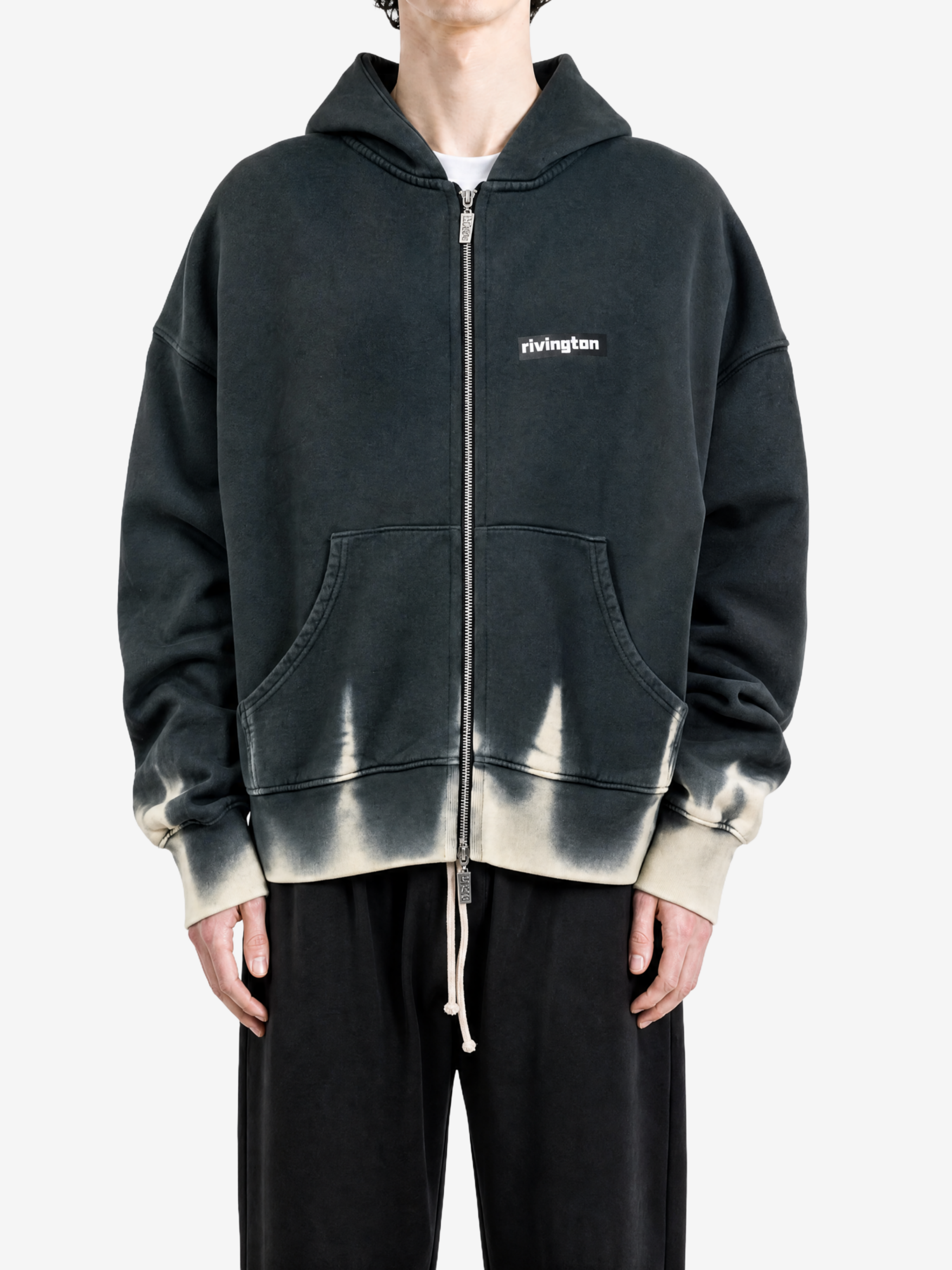 Black hoodie, full body view