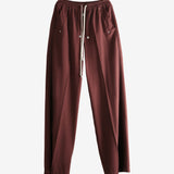 Burgundy pants, front view