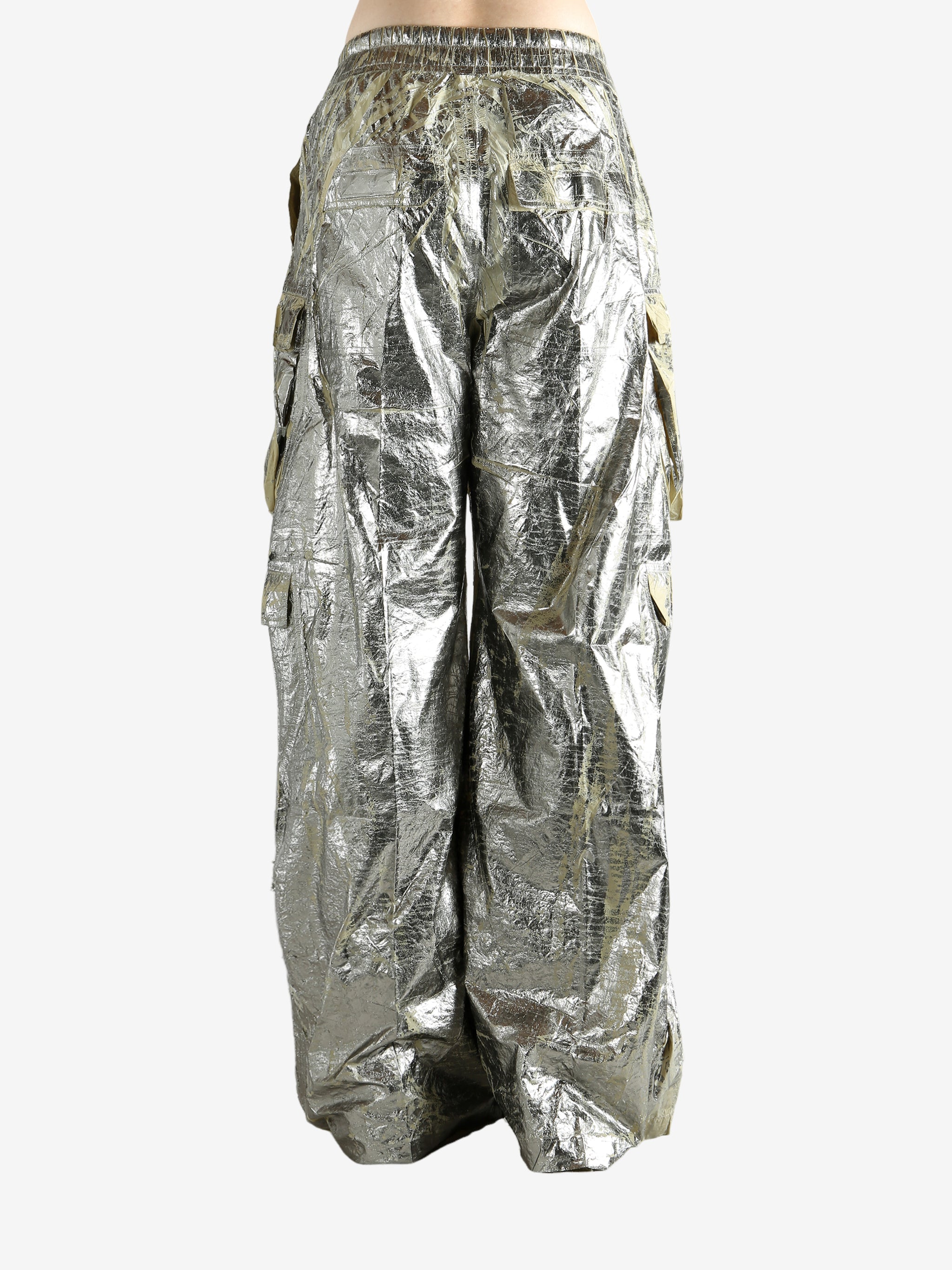 Grey pants, back view