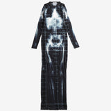 JEAN PAUL GAULTIER - Women Printed "Squeletor" Mesh Long Dress