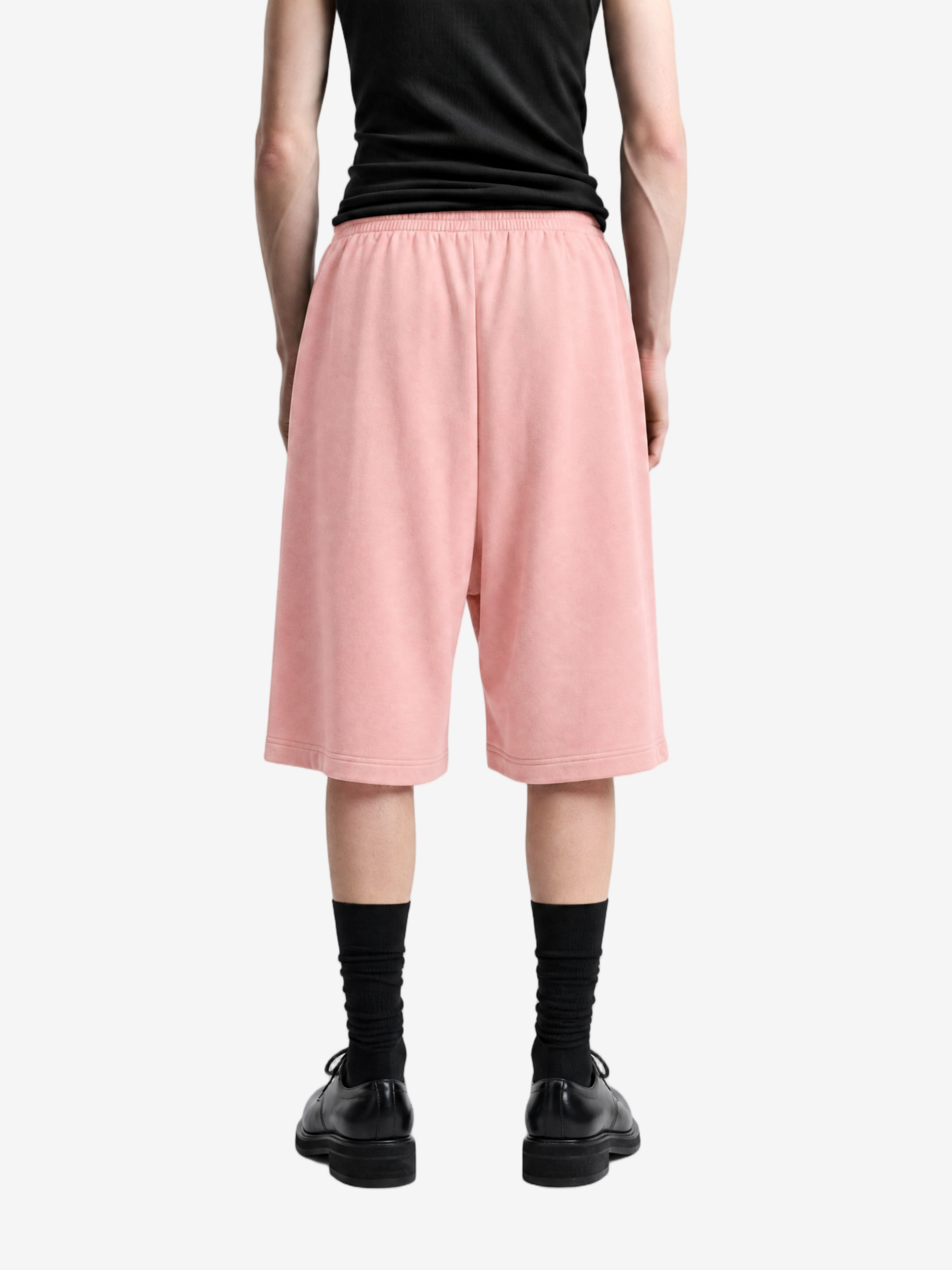 Pink shorts, full body view